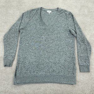 Lucky Brand Sweater Mens Large Gray V-Neck Knit Long Sleeve Pullover